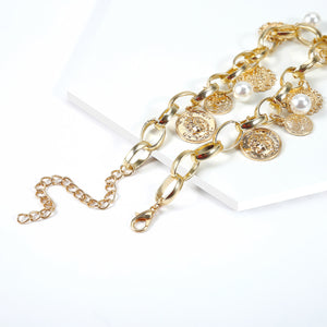 Abundance Golden Coin & Pearl Choker Necklace