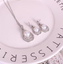 Load image into Gallery viewer, Chic Silver Pearl &amp; Crystal Drop Jewellery Set