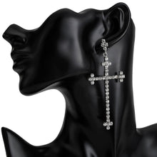 Load image into Gallery viewer, Abundance Sparkle Long-drop Crucifix Earrings