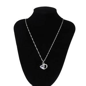 Chic Twisted Silver Necklace With Crystal Heart