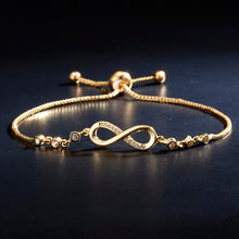 Load image into Gallery viewer, Chiq Infinity Golden Adjustable Crystal Bracelet