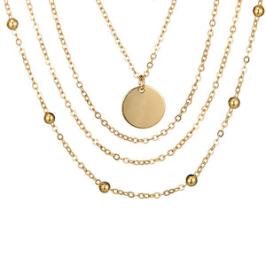 Layered Coin Necklace Gold