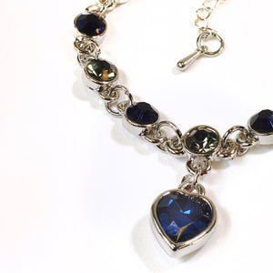 Chic Silver Bracelet with Blue Coloured Stones