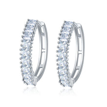 Load image into Gallery viewer, Bold Silver Single Sparkle Hoops