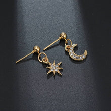 Load image into Gallery viewer, Minimal Golden Earrings Set Star and Moon
