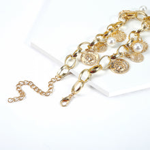 Load image into Gallery viewer, Abundance Golden Coin &amp; Pearl Choker Necklace