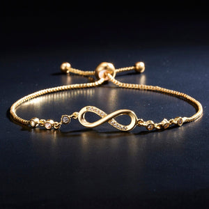 Chiq Infinity Golden Adjustable Crystal Bracelet