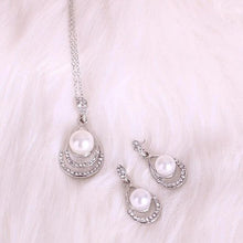 Load image into Gallery viewer, Chic Silver Pearl &amp; Crystal Drop Jewellery Set