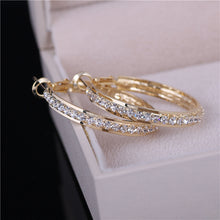 Load image into Gallery viewer, Bold and Gold Big Sparkle Hoops