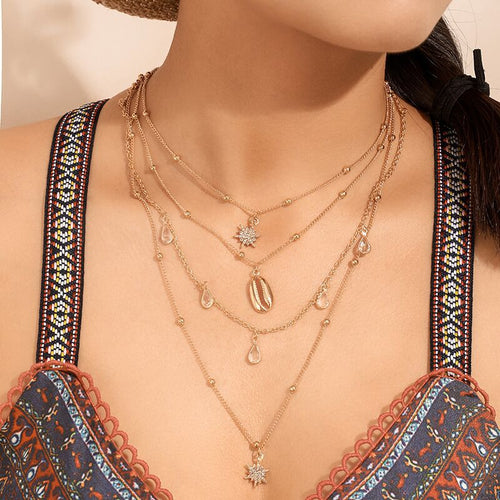 Bohemian Layered Necklace Gold