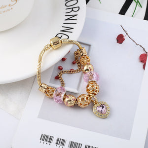 Bohemian Pink Charm Bracelet