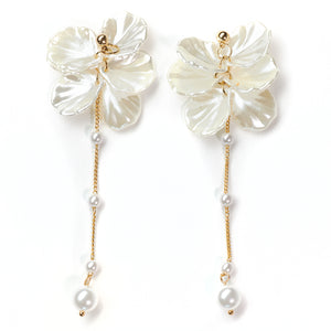 Abundance long-drop Pearl & Shells Earrings