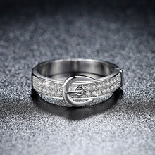Load image into Gallery viewer, Chic Silver Belted Ring With Crystal Chunk