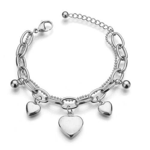 Hearts Charm Bracelet Silver