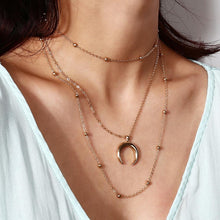 Load image into Gallery viewer, Single Moon Layered Necklace