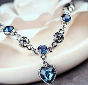 Chic Silver Bracelet with Blue Coloured Stones