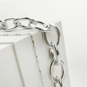 Lock Layered Necklace Silver