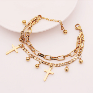 Abundance Gold Cross Bracelet