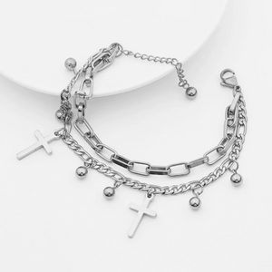 Abundance Silver Cross Bracelet