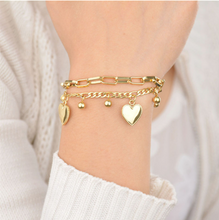 Load image into Gallery viewer, Hearts Charm Bracelet Gold