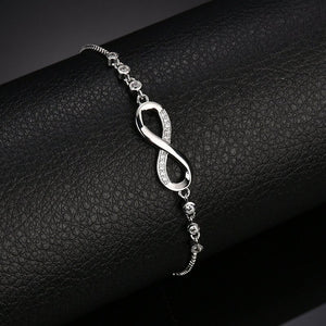 Chiq Infinity Silver Adjustable Crystal Bracelet