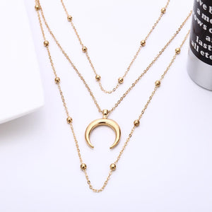 Single Moon Layered Necklace
