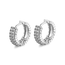 Load image into Gallery viewer, Bold Silver Classic Sparkle Hoops