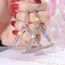 Load image into Gallery viewer, Bold Full Sparkle Triangle Earrings
