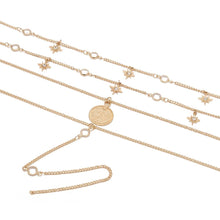 Load image into Gallery viewer, Long Coin Layered Necklace Gold
